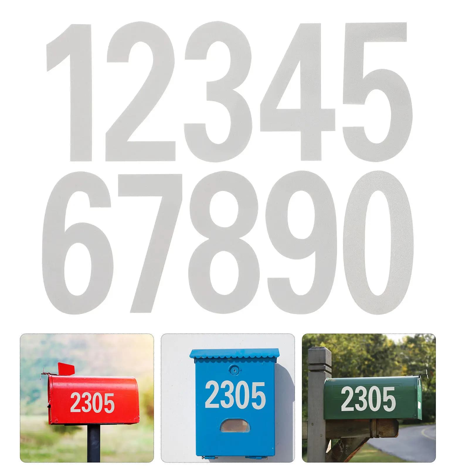 4 Sheets 4 Inch Reflective Number Stickers 0-9 Self-Adhesive Mailbox Numbers for Outside Home Address Trash Can Locker Car Trim