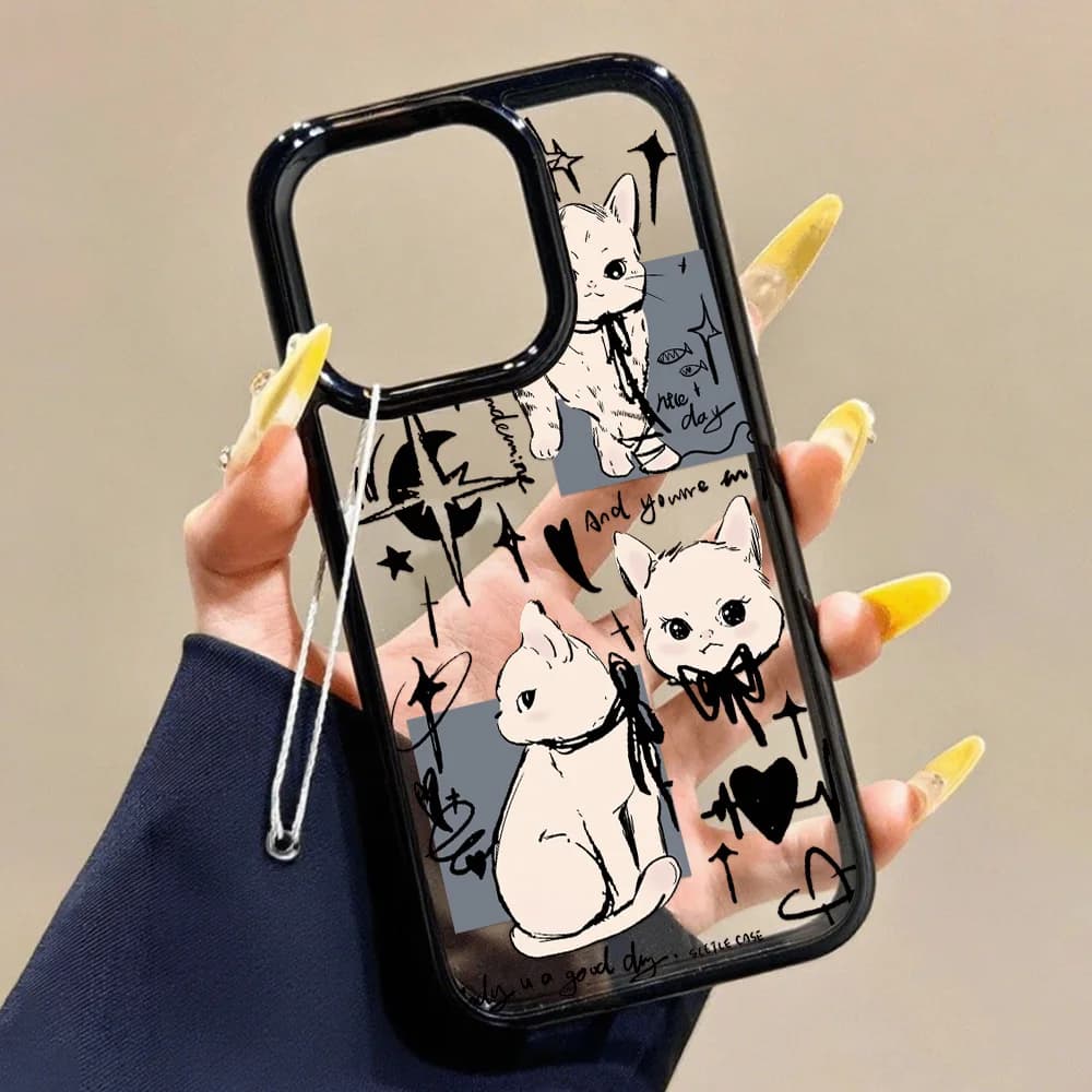 Luxury Animal Phone Case for iPhone 11 Funda iPhone 17 Pro Max Air 16 13 15 12 17promax 16promax Acrylic Funda Cover Coque