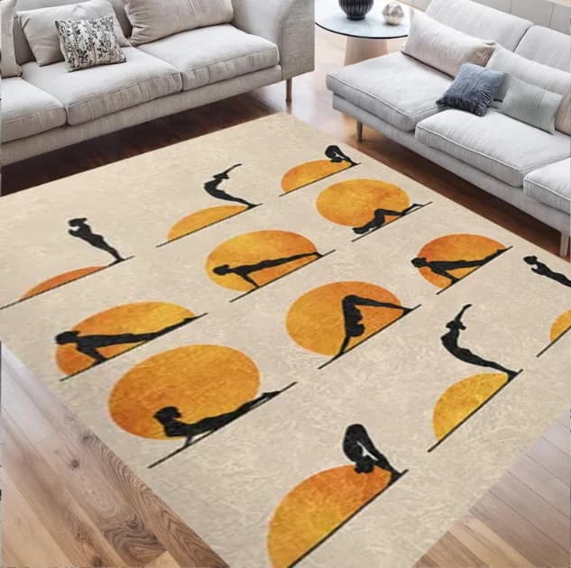 Yoga mat at sunset Anti-slip yoga theme mat Meditation mat Yoga boho Practical mat Artistic washable carpet for Yogi
