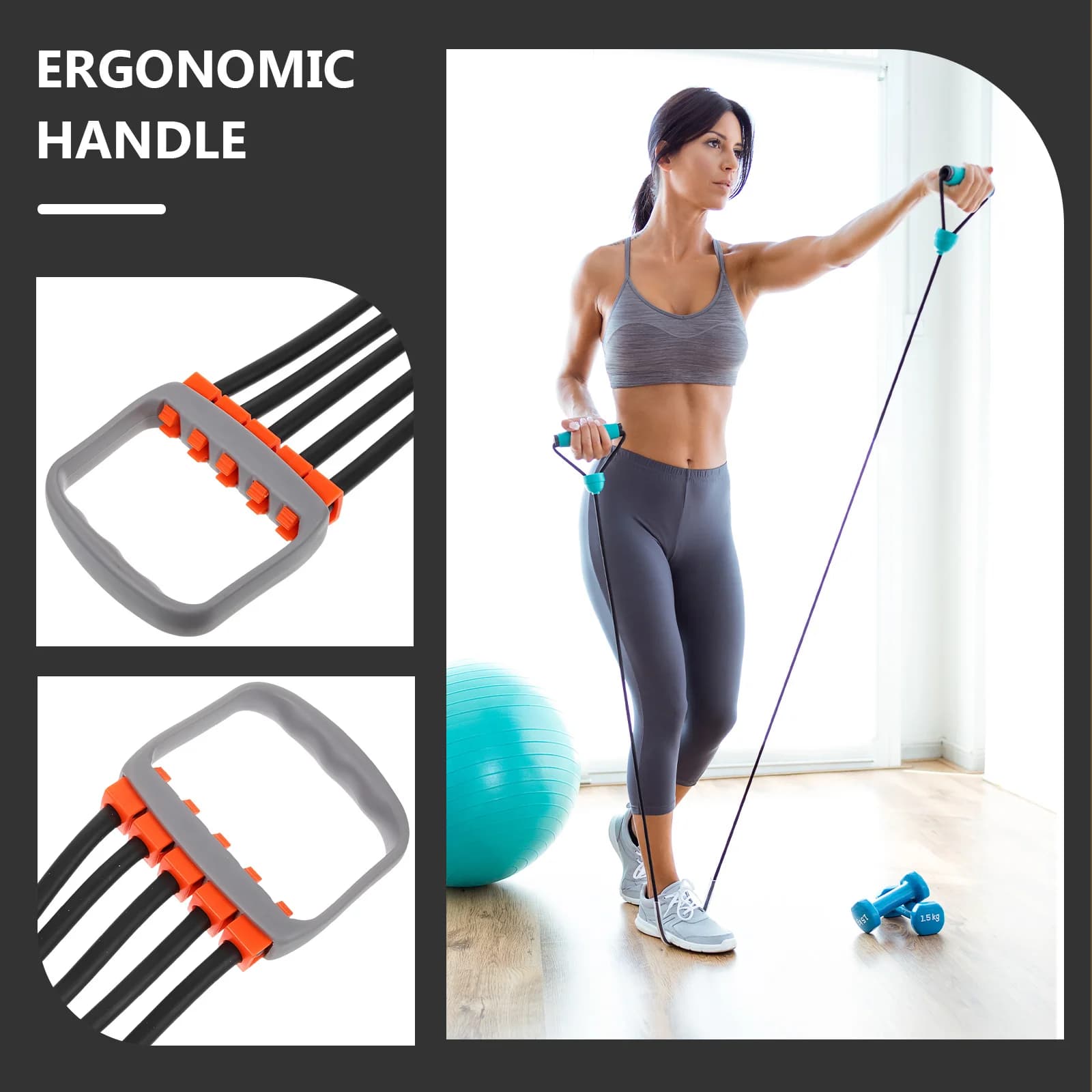 Professional Thoracic Expander with Corda, Light TPR Material, Anti-slip Handle, Portable Resistance Band for Home Gym