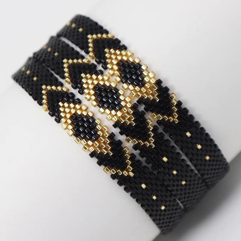 Bracciale con perline Geometria Bohemia Arrow Nero Lavorato a mano Design originale regolabile Bracciale con perline di riso semplice marea