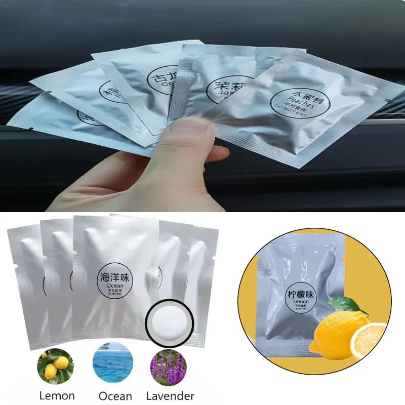 5 pieces aromatic tablets in solid PE aromatic tablets substitution essential oil tablets air intake for compressed car balm solid fragrance strong