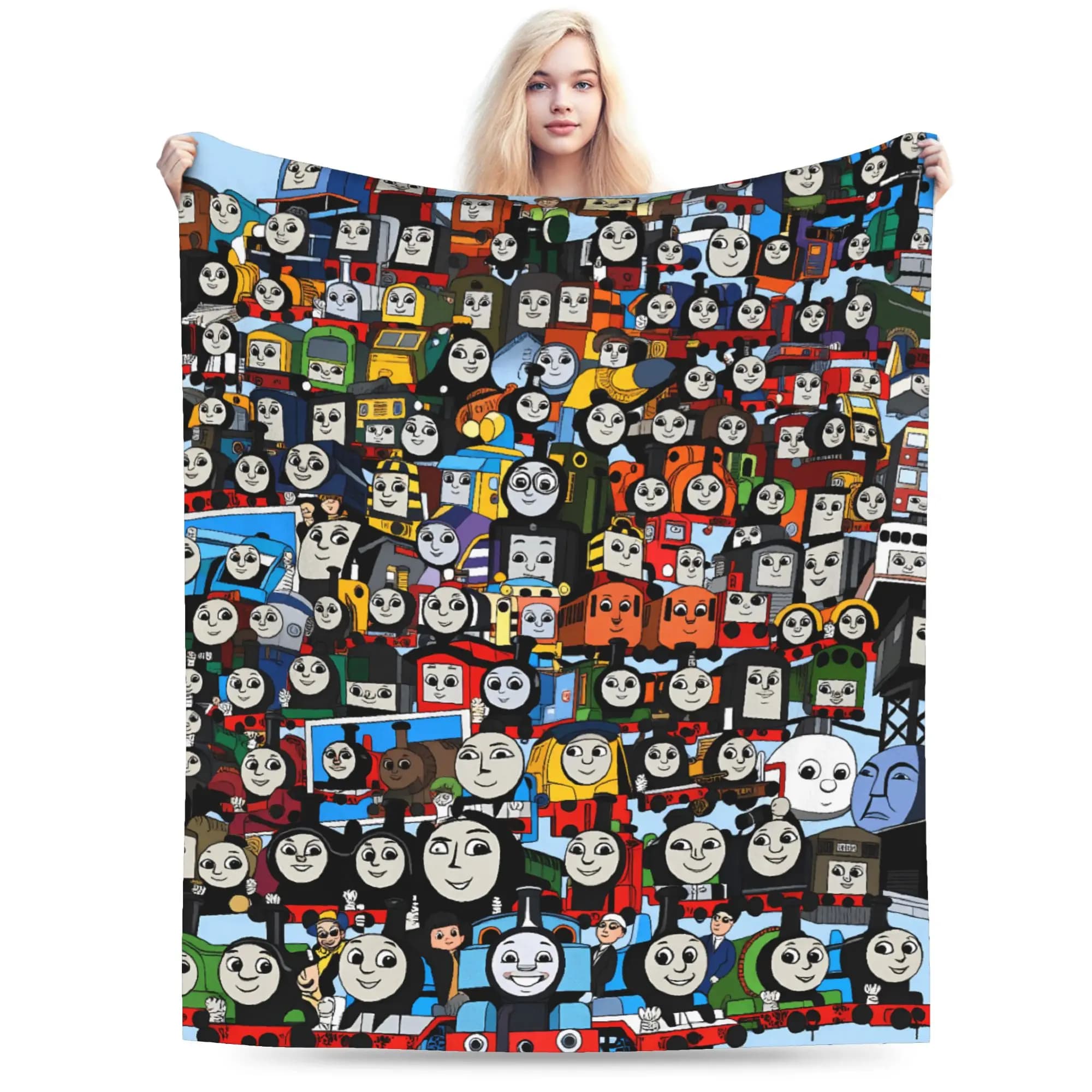 T-Thomas The Train Plush Blanket Boy Girl Flannel Throw Blanket For Living Room Warm Design Quality Bedspread Gift Idea