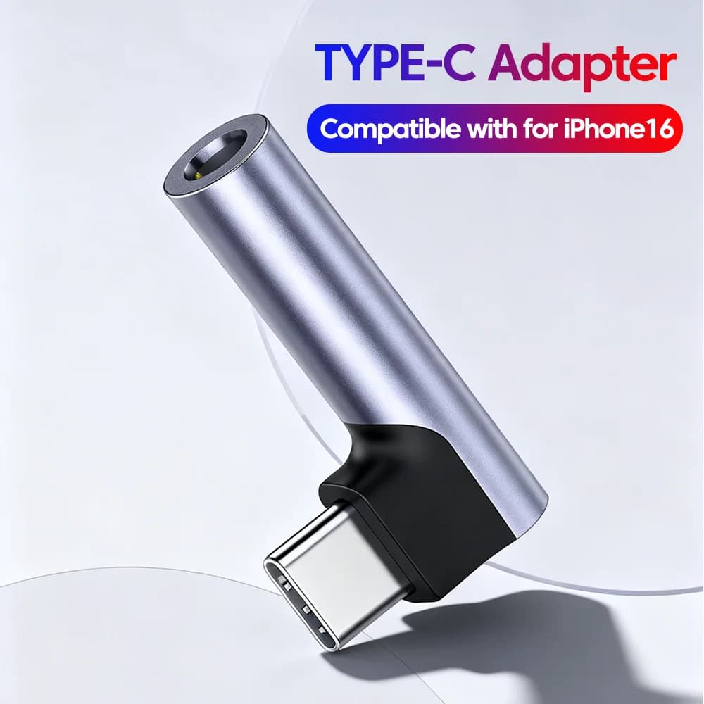 Adattatore audio da USB-C a jack da 3,5 mm a gomito, supporta le chiamate vocali, adattatore USB-C per iPhone 17 16 15 Samsung Huawei