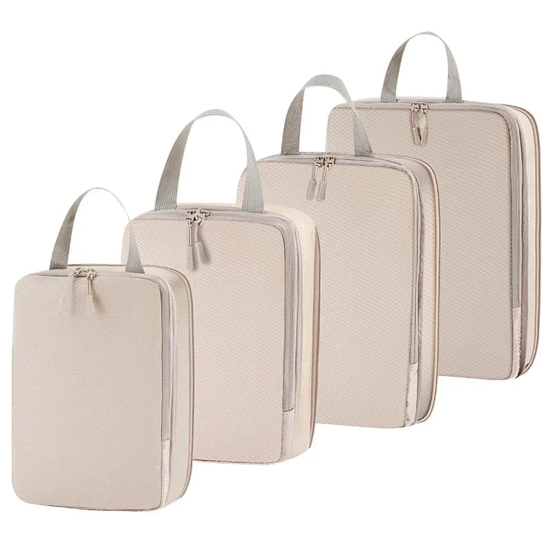 Set di 4 cubi da imballaggio a compressione per valigia, borse portaoggetti per bagagli da viaggio espandibili, accessori da viaggio, organizzatori