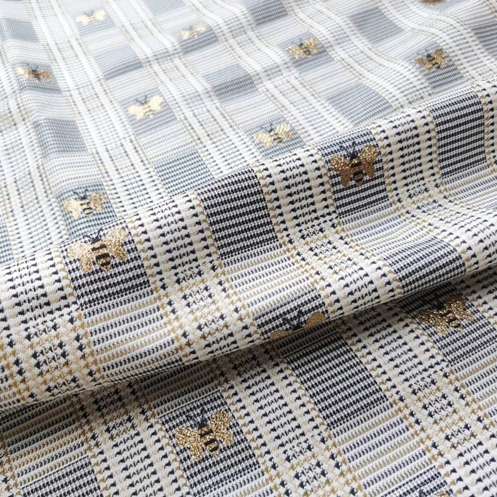 Filo metallico Tessuto jacquard tinto in filo di metallo Piccola ape Mille uccelli Abito a quadri Cappotto Abito Gilet Giacca a vento Panno Design fai da te Cucito