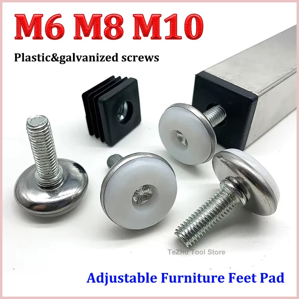 1 pz M6 M8 M10 piedini per gambe regolabili per sedie piedini per dadi con Base a vite tappetino per mobili protezione per pavimenti da tavolo Pad antiscivolo