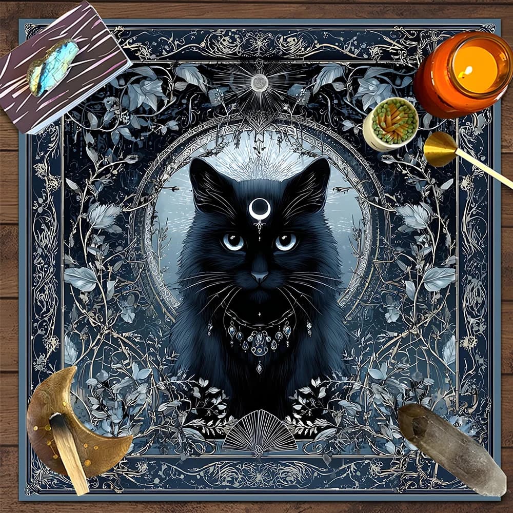 Altar Table Cloth Witchcraft Black Cat Tablecloth For Tarot With Star Witchcraft Astrology Oracle Cards Pads for Room Home Decor