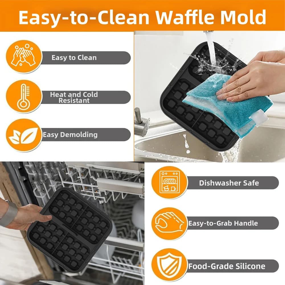 Waffle in silicone nero riutilizzabile, progettato specificamente per la friggitrice ad aria Nj AF400EU AF451EU AF500EU, 8,27 pollici x 5,7 pollici x 1,08 pollici