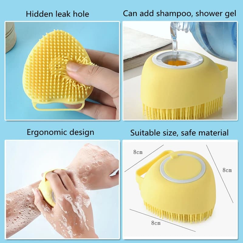 Spazzola per massaggiatore per shampoo per cani in silicone morbido - Pettine per toelettatura per gatti Scrubber per doccia per capelli corti Strumento per massaggio da bagno Forniture per animali domestici