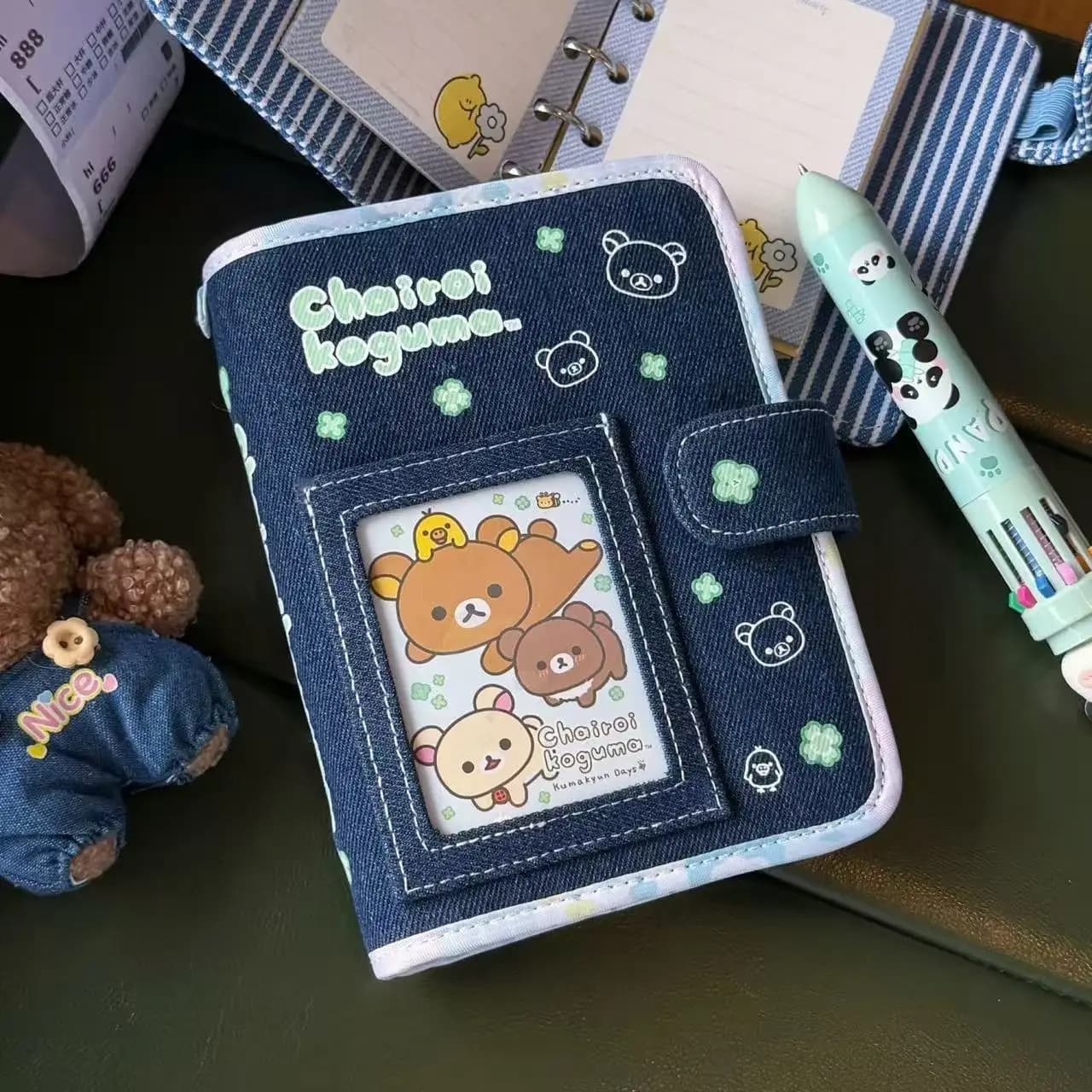 Japanese Denim Notebook A7 Loose Leaf Binder Planner Journal Portable Student Notebook Office Ins Cute Daily Journal Gift