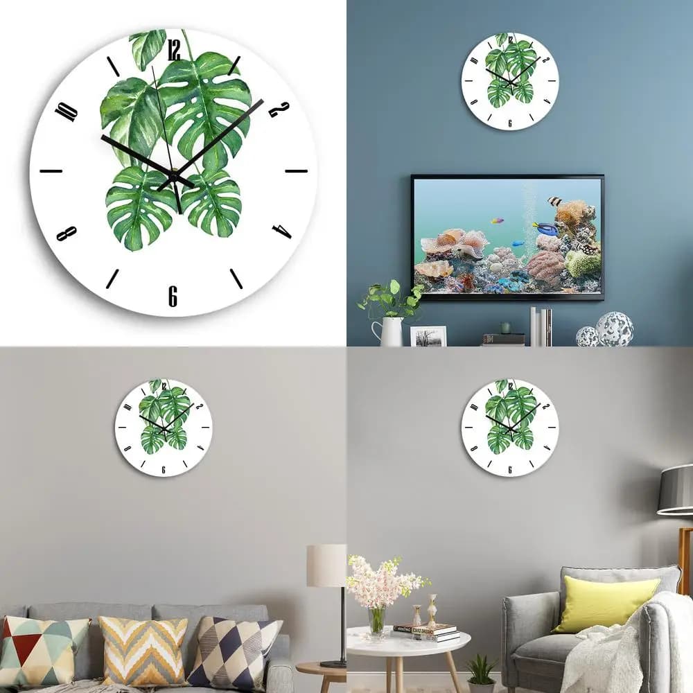 Modern Green Modern Minimalist Quartz Wall Clock Silent Acrylic Clock for Bedroom