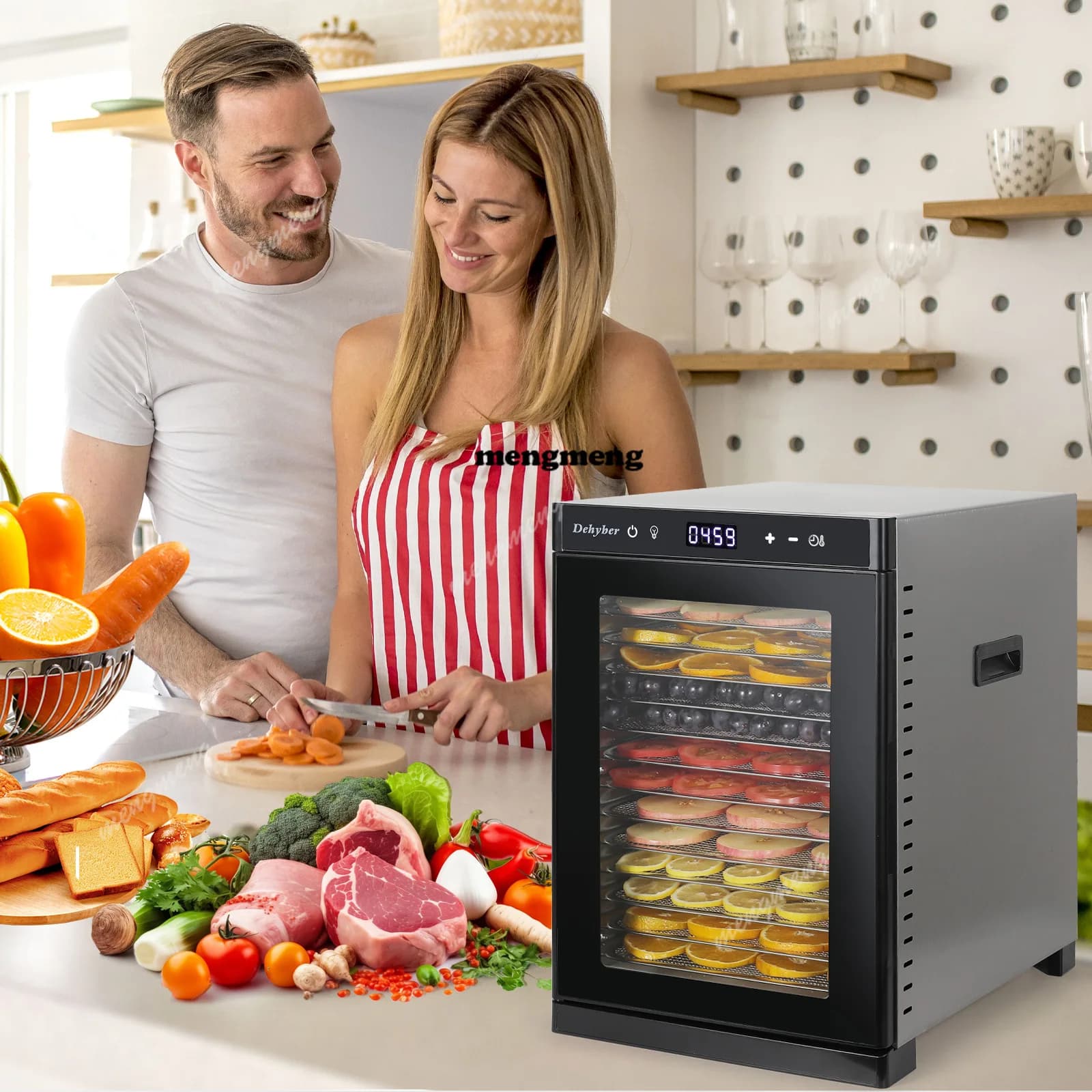 14-Layer Stainless Steel Dried Fruit Machine Commercial Household Dual-Purpose Food Dehydrator Dried Fruits/Vegetables/Meat