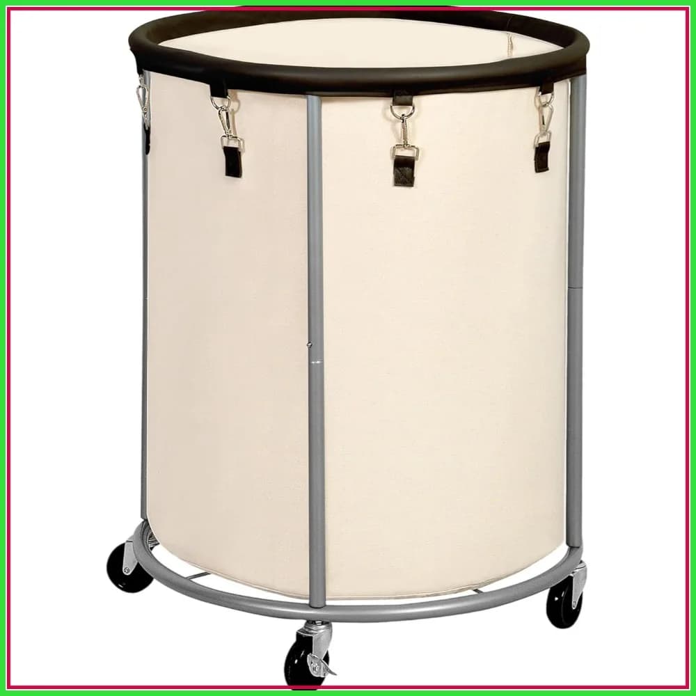 Cesto Portabiancheria con Ruote da 185L, Cesto Extra Large con Sacca Rimovibile, Telaio in Acciaio, Beige e Marrone