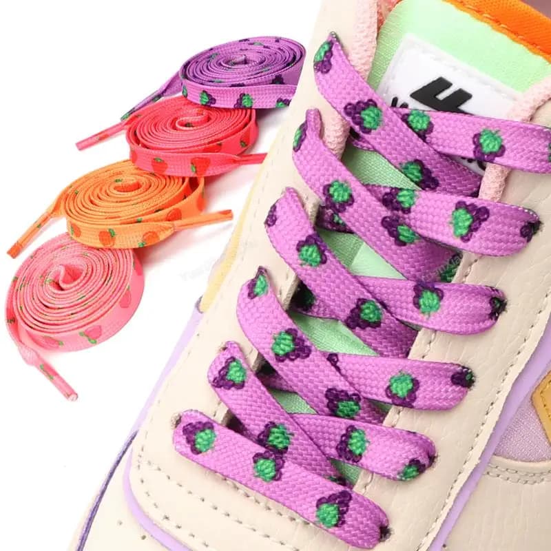 1 paio di lacci per frutta per scarpe da ginnastica lacci per scarpe piatte in tessuto moda fragola mela uva lacci lacci elastici stringhe per scarpe