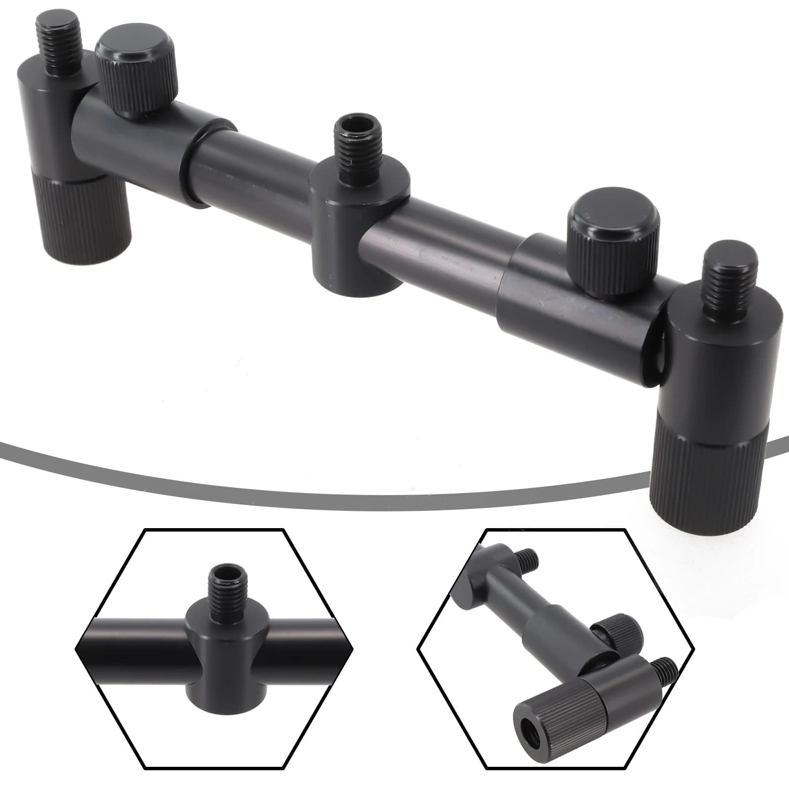 Supporti per canne da pesca estensibili 17,5cm-21,5cm in lega di alluminio neri per avvisatori acustici da esterno