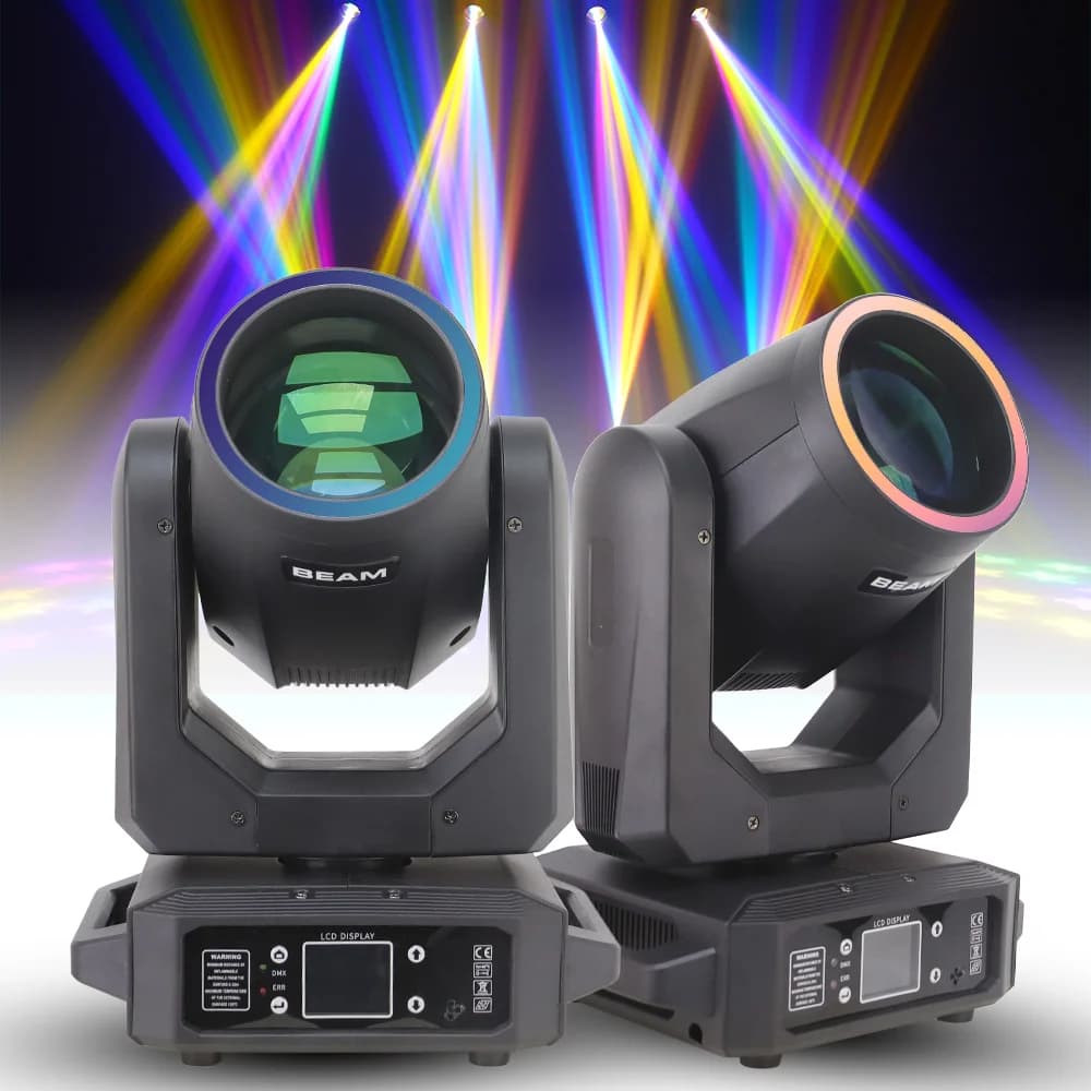 YUER 2 Pezzi LED 200W Faro Mobile Beam Spot con Effetto Strobo Arcobaleno SMD RGB 18 Prismi Luci da Palco DJ Discoteca per Interni