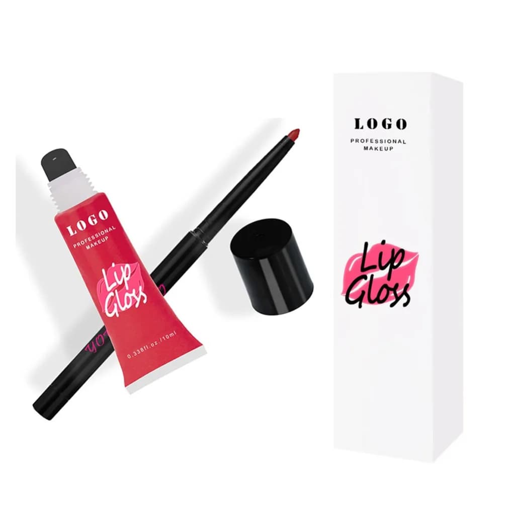 Custom Logo Tube Lip Gloss Waterproof Long Lasting Lip Liner Pencil Nude Lipgloss Set Wholesale Makeup Lips Contour Tint Kit