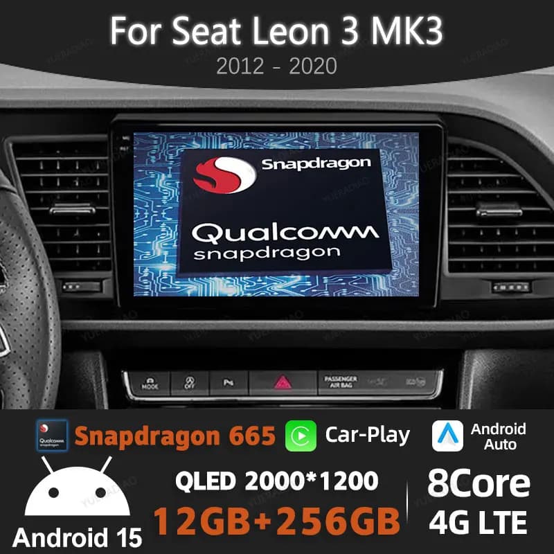 Android 15 Autoradio Per Seat Leon 3 MK3 2012 - 2020 Multimedia Stereo Video Player 4G LTE 5G WIFI QLED Qualcomm BT GPS NAVI