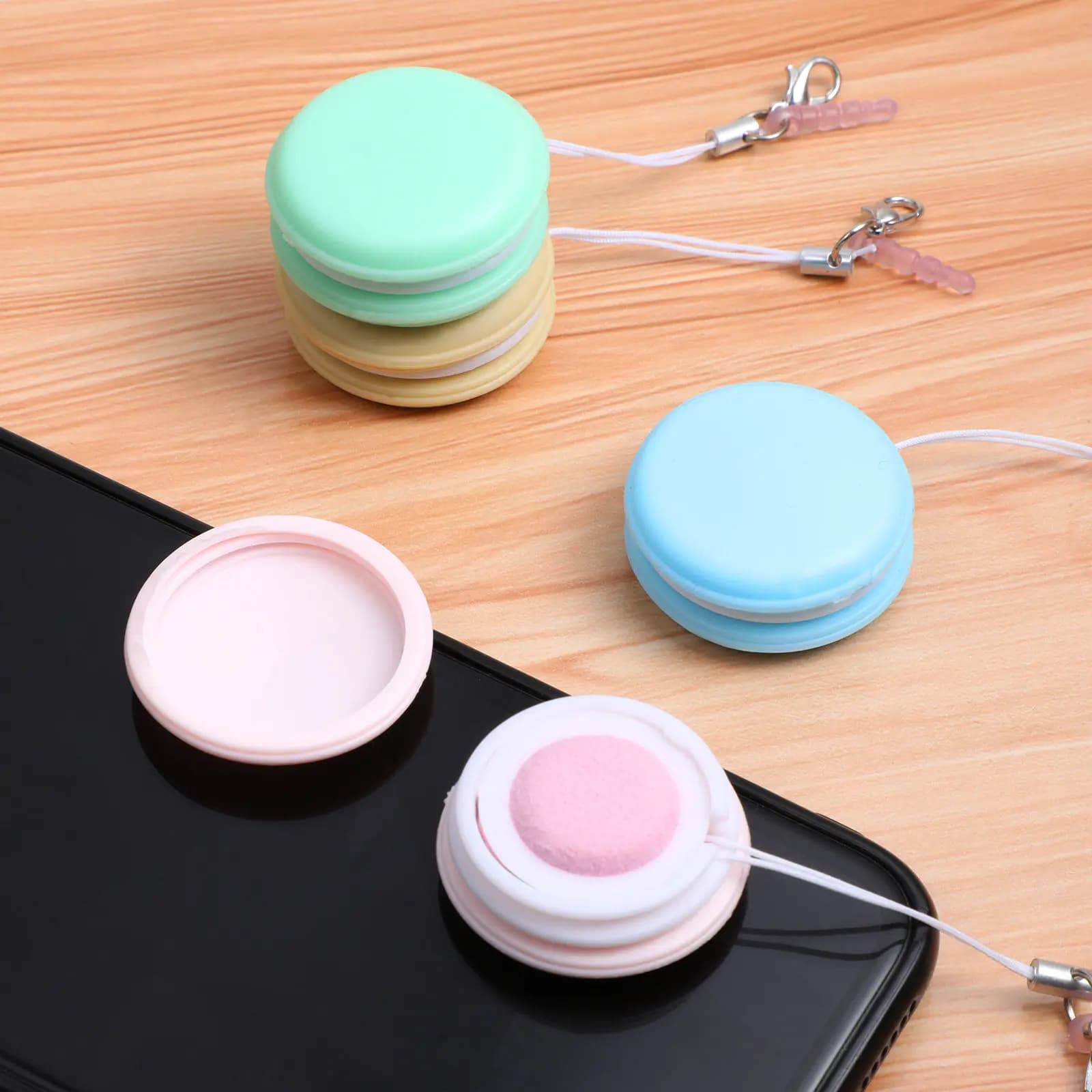 4Pcs Screen Cleaner Soft Microfiber Dual Sided Smartphone Wiper Tool Phone Cleaner Keychain Macaron Clean Macaron