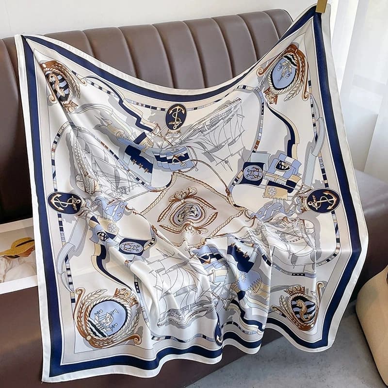 Estate Seta simulata 90CM Sciarpe quadrate Testa Echarpe Foulard di seta Femme Avvolge Scialli da spiaggia Bandana Lady Hijab
