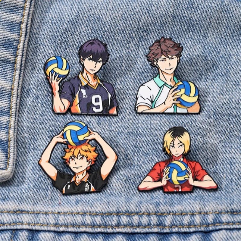 4 pezzi Spilla in smalto con simpatico ragazzo pallavolistico, stile cartone animato, per cappotto, spille da donna, distintivi da risvolto alla moda, gioielli, regalo per amici