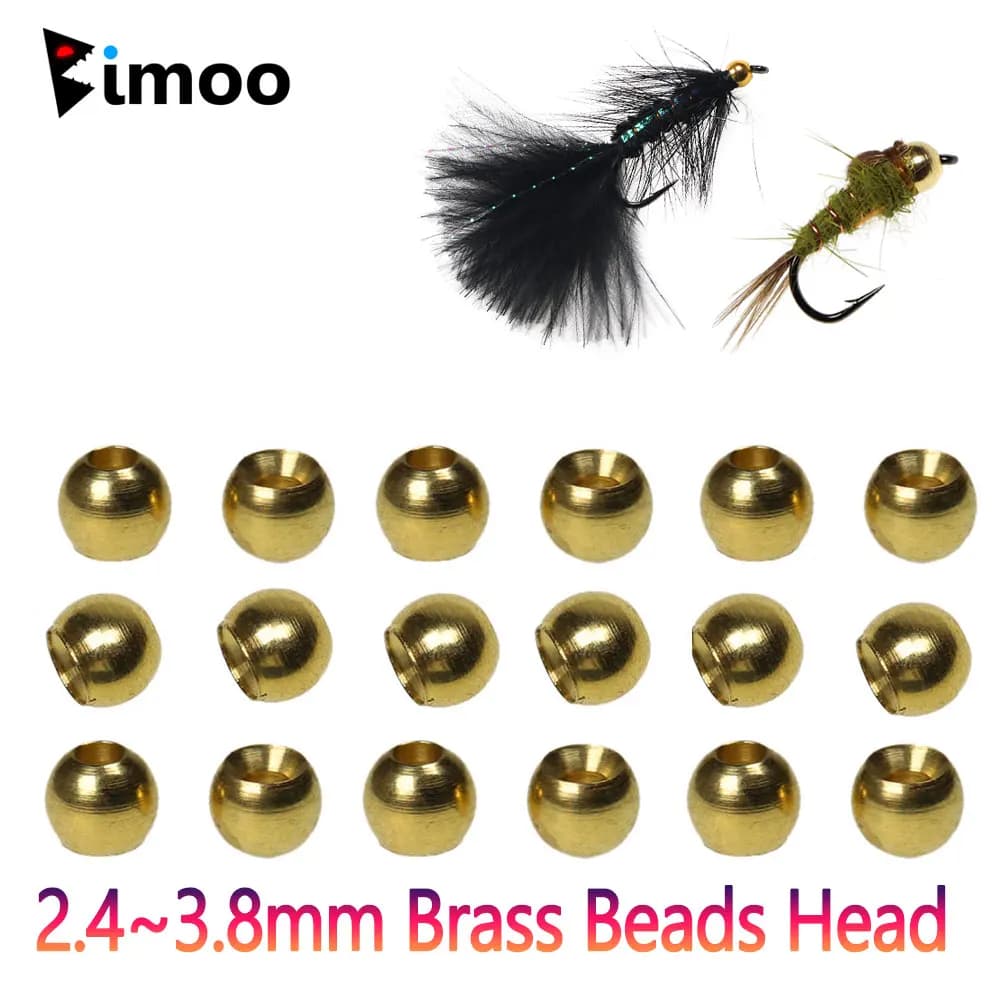 Bimoo 100PCS 2.4mm 2.8mm 3.3mm 3.8mm Perline di ottone Testa Ninfa Streamer Woolly Bugger Wet Fly Tying Materiali Esche da pesca alla trota