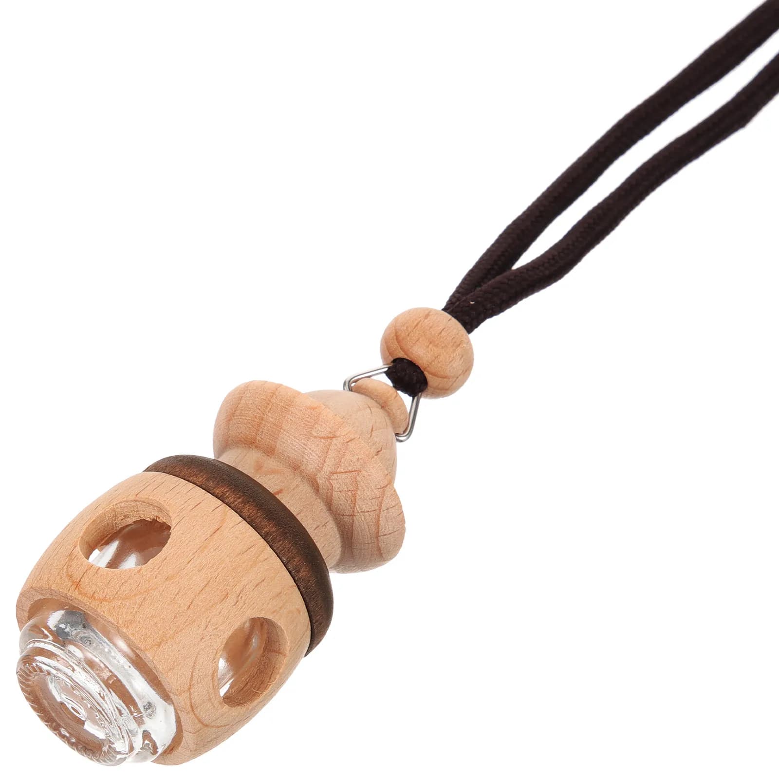 Flacone Vuoto Ricaricabile in Vetro per Profumo Auto con Tappo in Legno, Diffusore Decorativo da Appendere per Deodorante Auto e Antistress