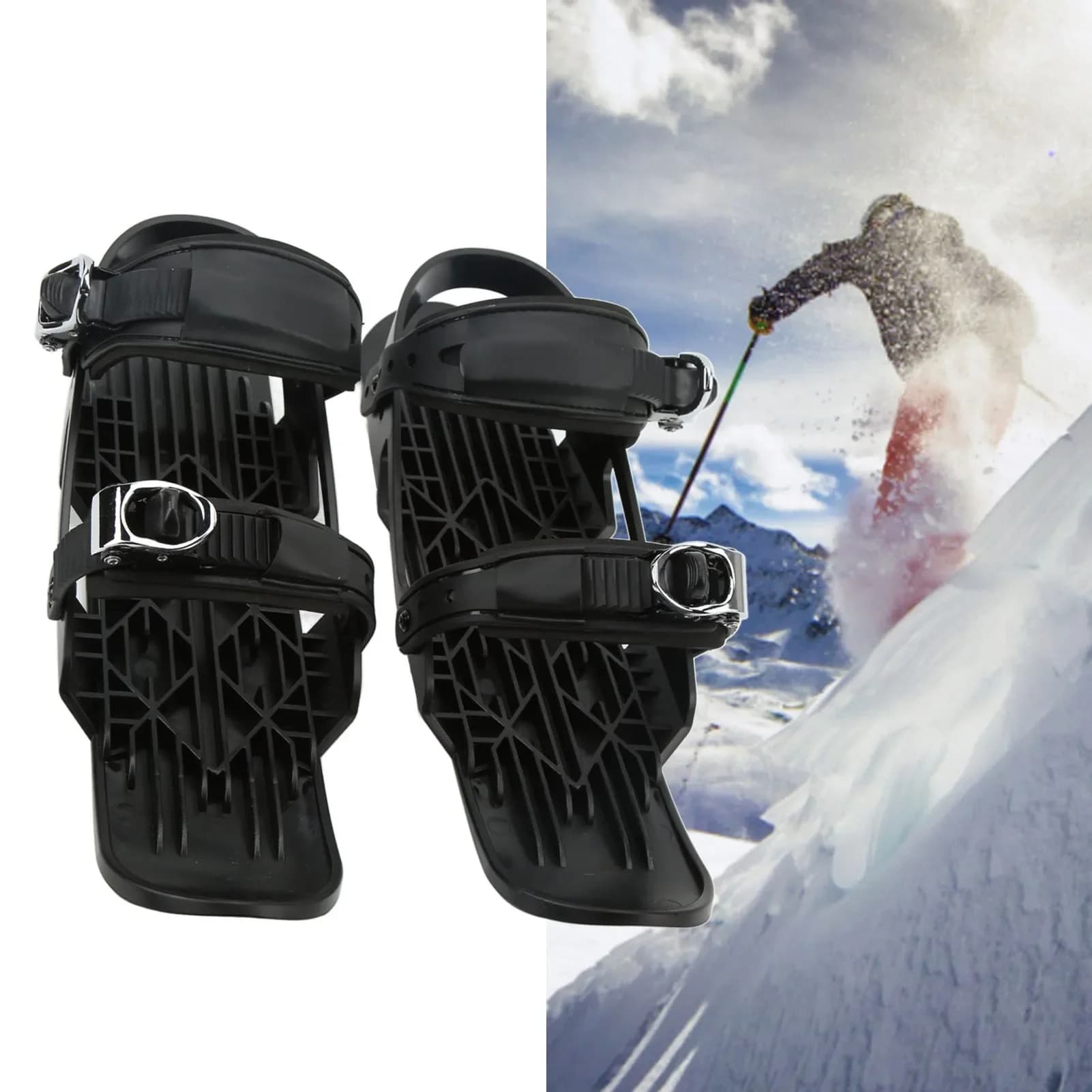 Mini scarpe da sci Mini scarponi da sci da snowboard da esterno con rilegatura regolabile di dimensioni libere nere per sentieri della foresta