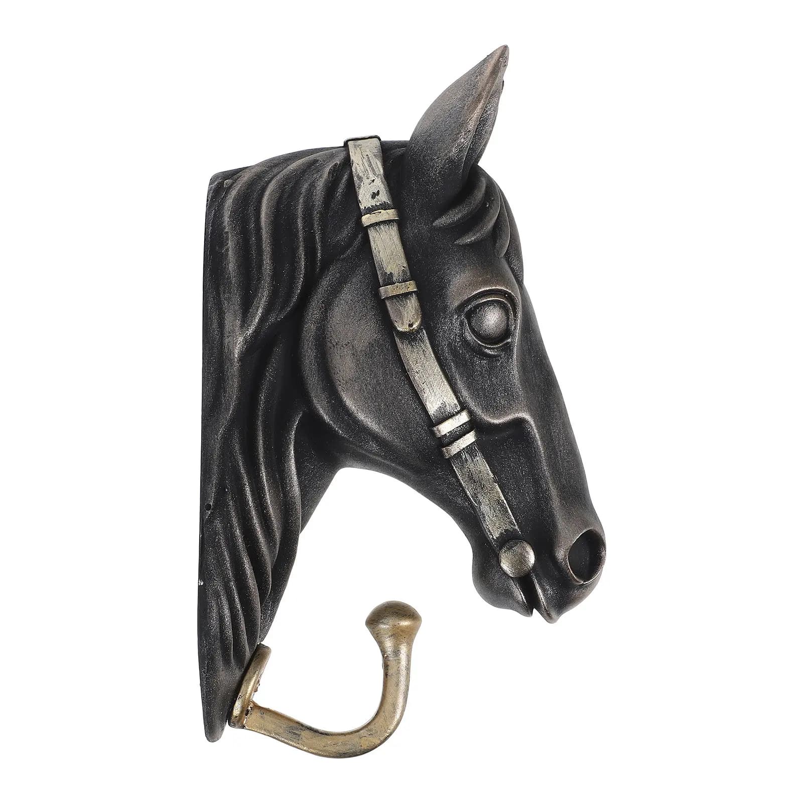 Rustic Horse Head Single Wall Hook Animal Shaped Heavy Duty Hook for Coats Hats Bags Decorative Home Accent Horse Head Decor