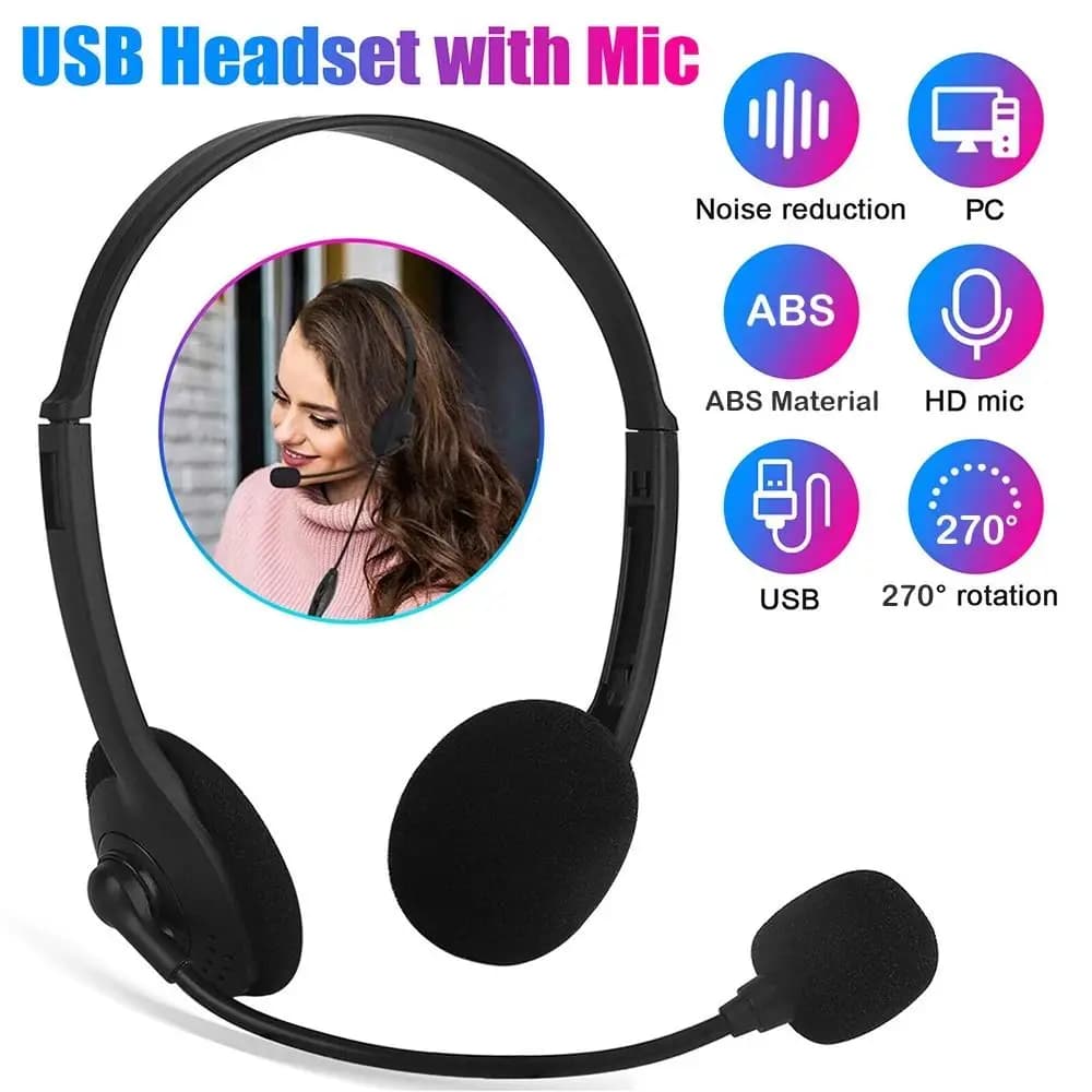 Con microfono, cuffie USB per computer, suono stereo, cancellazione del rumore, cuffie cablate, auricolari con controllo a filo, cuffie da gioco