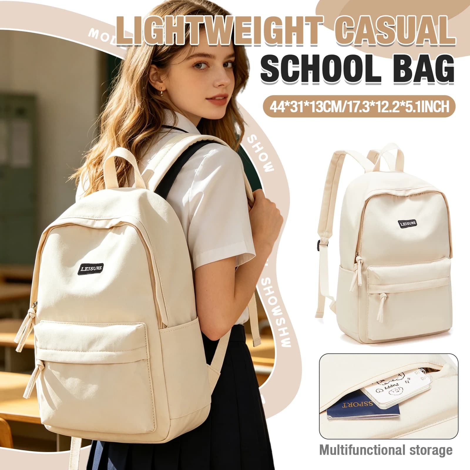 Zaino Casual Unisex, Zaino Leggero da Viaggio per Ragazzi e Ragazze, Zaino Scolastico per Adolescenti, Adatto per l'Uso Quotidiano