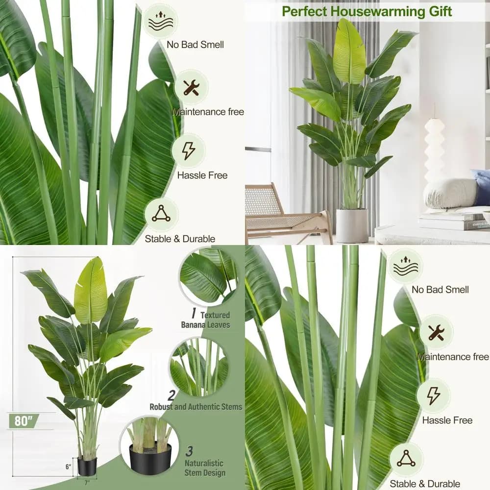 Artificial plant bird paradise high 6.6 feet with 15 stems - Elegant silk floor decoration for home, office and bedroom
