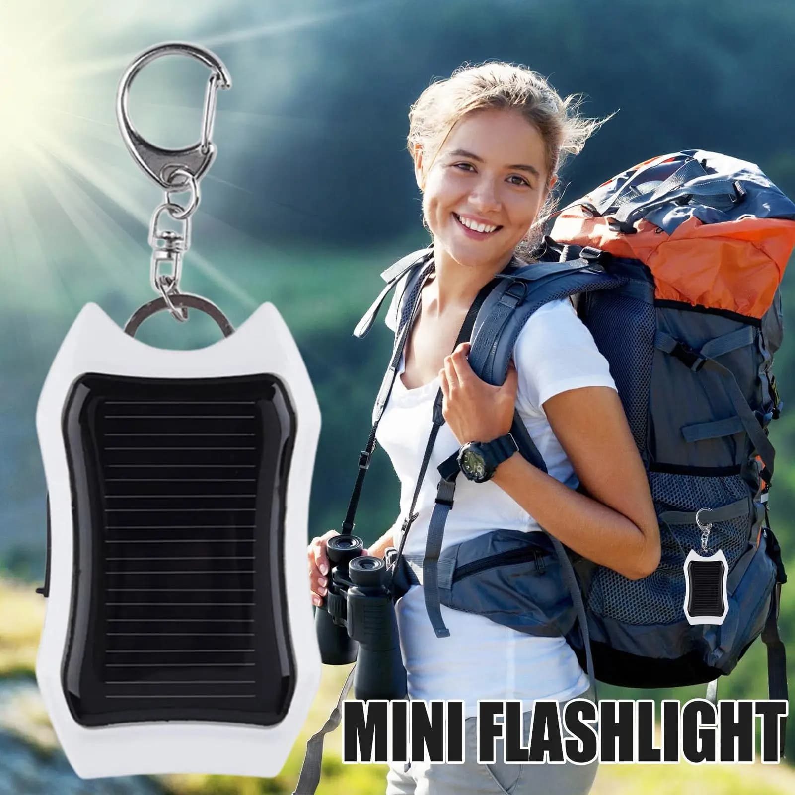 Portachiavi Power Bank USB esterno solare 1500mAh cellulare Power Bank di backup con attrezzatura di ricarica leggera a 3 LED per viaggi escursionistici