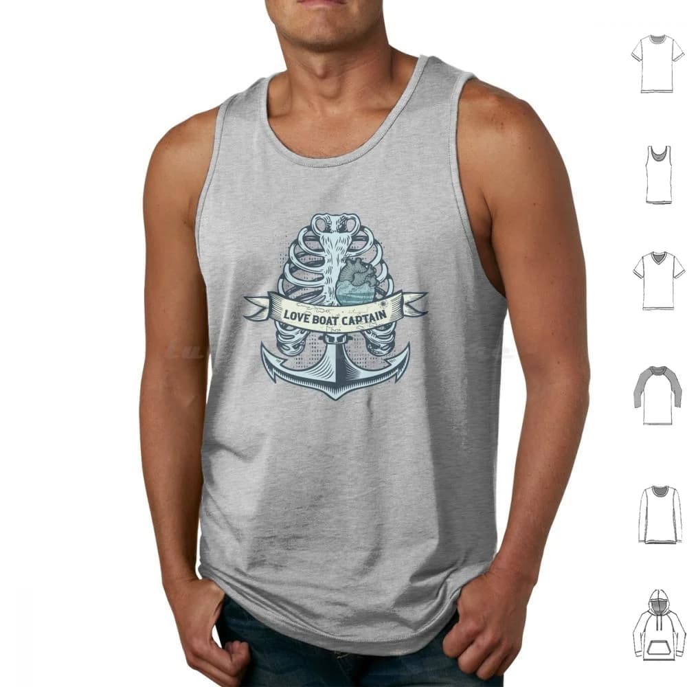 Love Boat Captain Canotte Canottiera senza maniche Scheletro Love Sailor Anchor Heart Ocean Water Band Grunge Vintage Retro