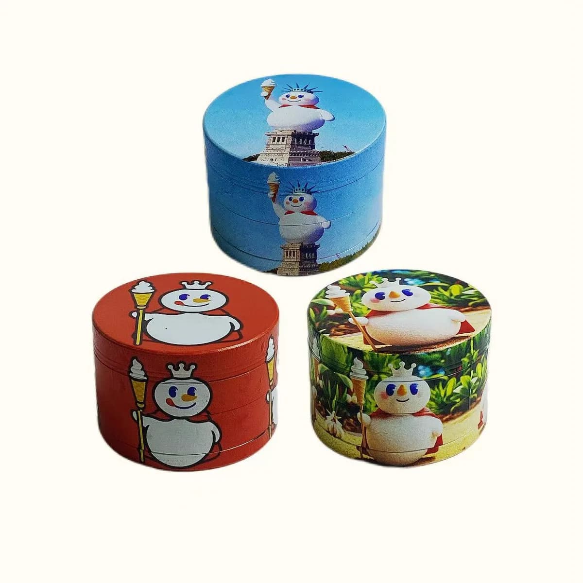 2 Inch 5cm Snowman Cartoon Zinc Alloy Herb Grinder Pollen Catcher Cleaning Brush Magnetic Closure Manual Smoking Tool Gift