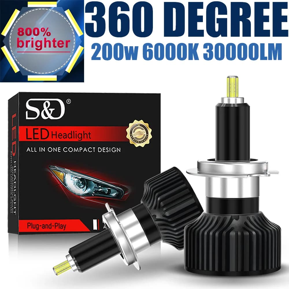 Faro principale 30000LM H7 H11 360 ° Fascio CSP 9005 Hb3 9006 HB4 9012 6000K 12V Canbus Lampada per auto Tubo di rame Raffreddamento