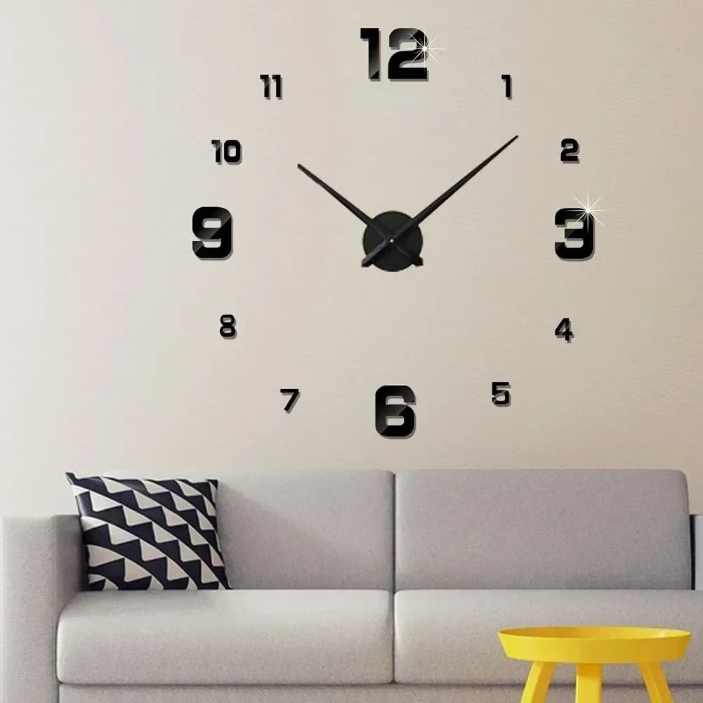 Digital Wall Clock, Large Living Room Clock, Acrylic Mirror Decor for Bedroom