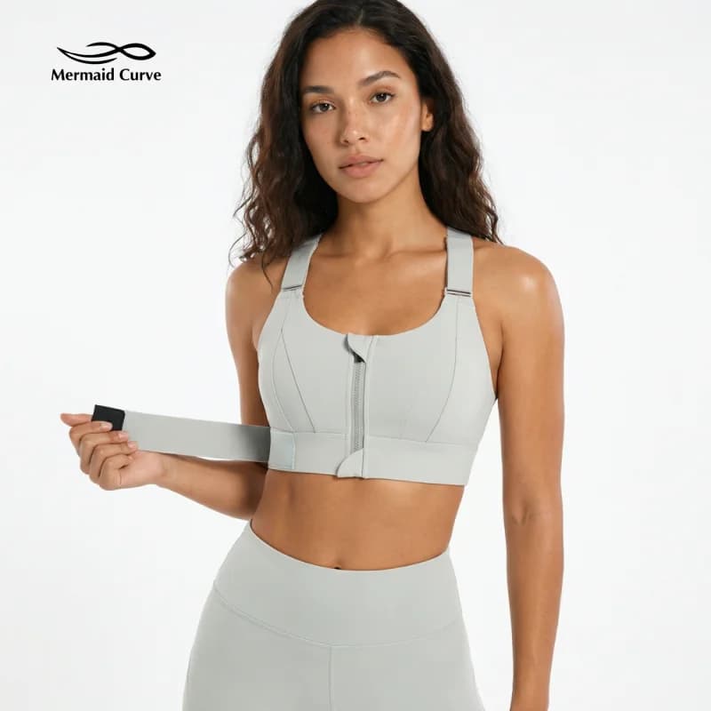 Reggiseno Sportivo ad Alto Impatto con Zip Frontale e Chiusura in Velcro, Supporto Antiurto per Corsa, HIIT, Palestra, Allenamento, Traspirante e Compressivo per Donne
