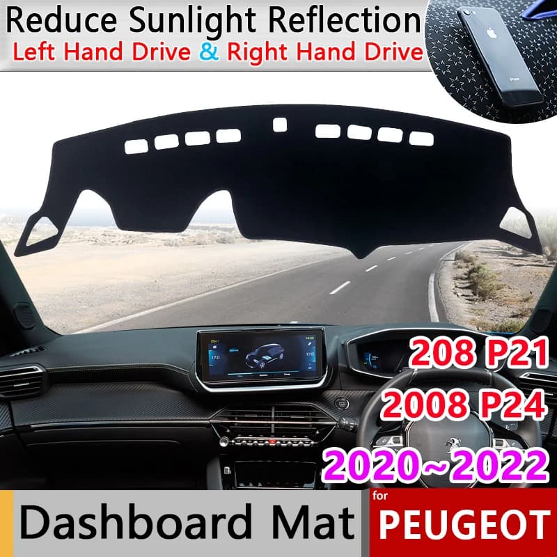 Cruscotto Copertura Pad per Peugeot 2008 P24 208 P21 e-2008 e-208 GT 2020 2021 2022 2023 Anti-sporco Zerbino Parasole Tappeto Accessori