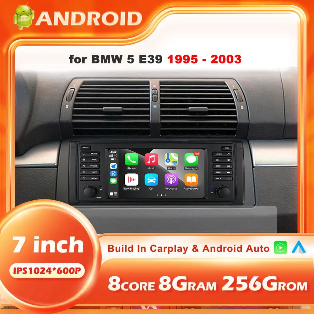 Autoradio Android 16 con Carplay Wireless per BMW X5 E53 E39 E38 1996-2004, Lettore Multimediale Video, Navigazione GPS, Stereo