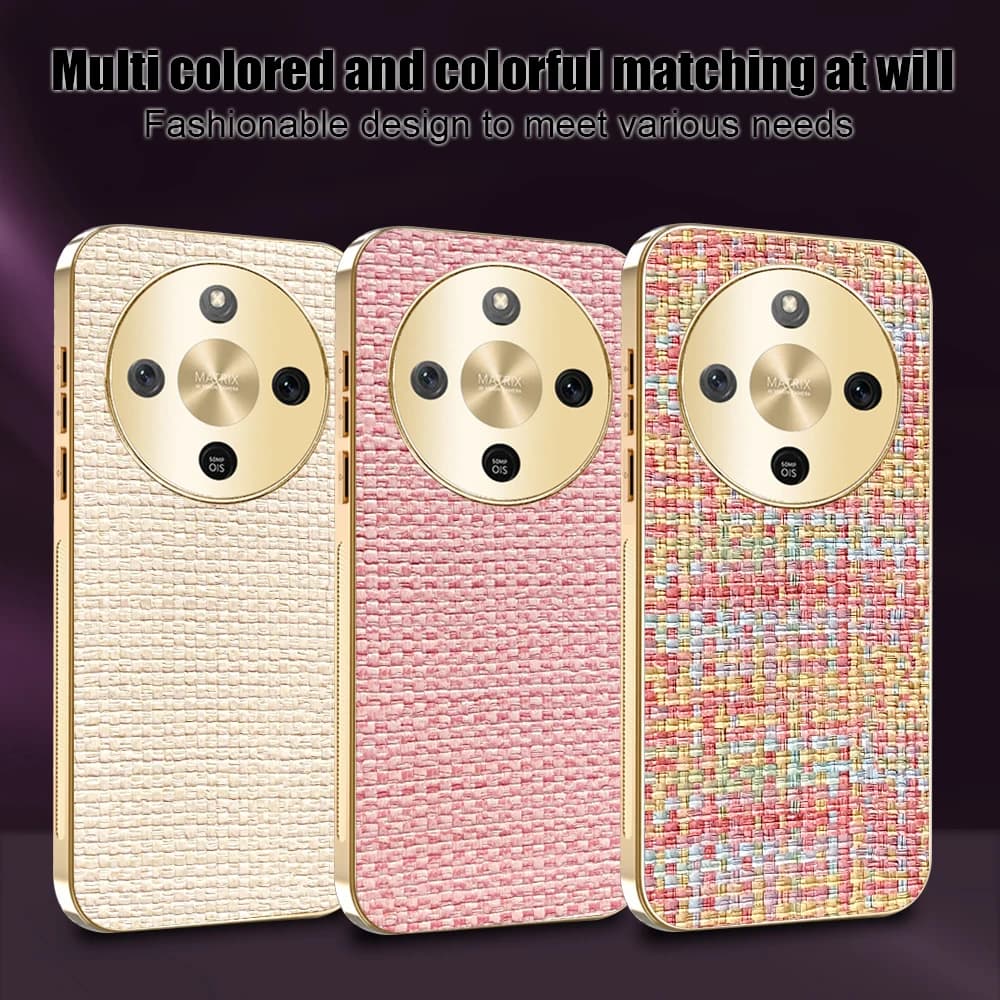 Custodia per Honor Magic 8 Lite X9D X70 in tessuto intrecciato con protezione fotocamera, silicone galvanizzato antiurto, cover posteriore