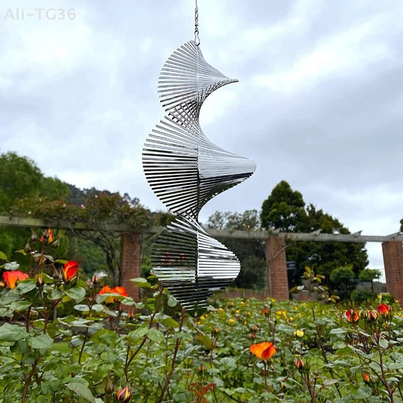 Stainless Steel Wind Chimes Windmill Metal Spinner Spiral Wind Spinners for Yard Garden Decor Swivel Lawn Windchimes Ornament