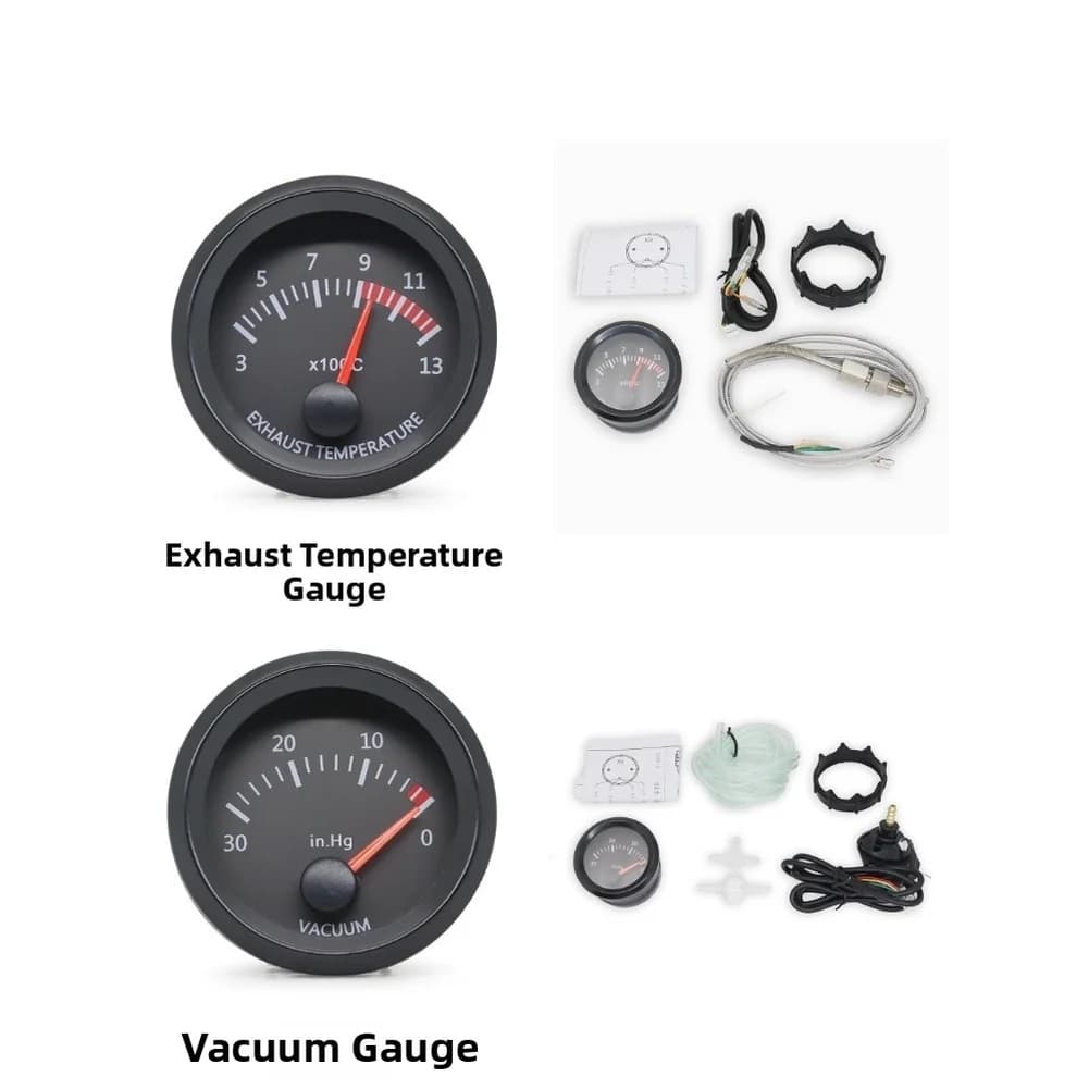 Display LED da 2 pollici per strumentazione auto, 12V, multi-strumento, 52mm, per veicoli tuning, con indicatori turbo, vuoto, acqua e olio, per interni