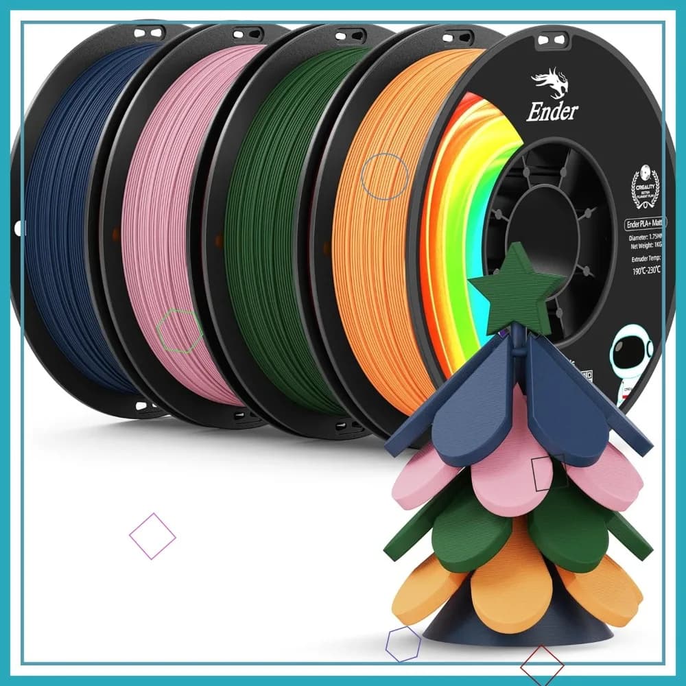Filamento PLA Plus Opaco 1.75mm, Confezione da 4kg, Basso Deformarsi, Alta Precisione +/-0.02mm, 4 Colori