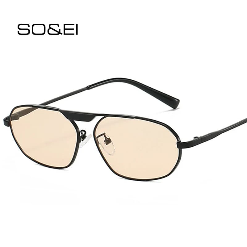 SO&EI Retro Irregolare Poligono Cat Eye Metallo Occhiali da sole da donna Fashion Brand Designer Uomo Shades UV400 Punk Occhiali da sole