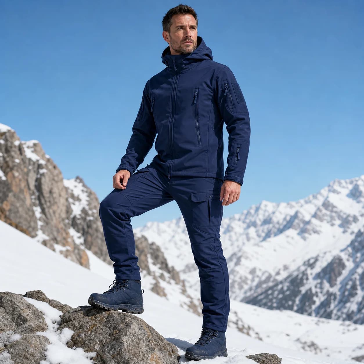 Outdoor TAD Shark Skin Soft Shell Jacket Set for Autumn and Winter, Cold Resistant, Warm and Waterproof Outerwear 5XL