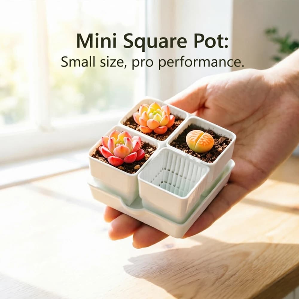 Meshpot Succulent Pot Cactus Lithop Pot with Drainage holes Planter 4 pcs pots in 1 tray in 4cm 5cm 6cm 7cm