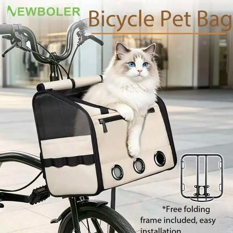 Xiaobu Pet Bag for Outdoor Travel - Cat Bag for Dahon Bikes, Foldable Cloth Front Bag for Commuting, Portable Cycling Backpack