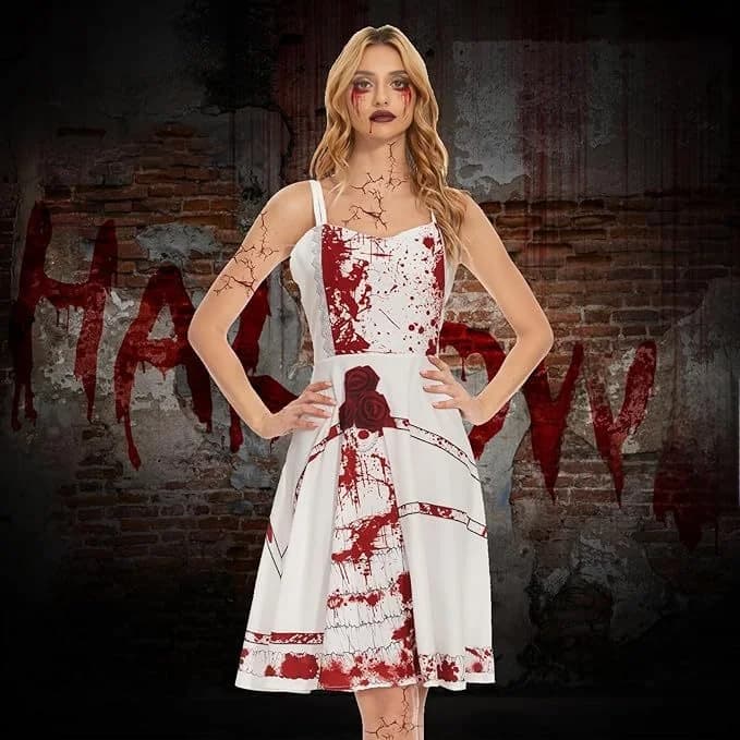 2026 Summer New Halloween Women's Dress Strapless Digital Thriller Stage Performance Costume Chinese Manufacturer Original Price